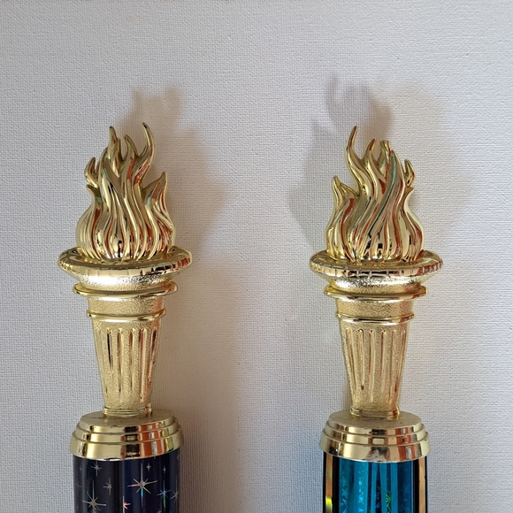 Gold and Blue Torch Trophies Set Of 2 - Picture 2 of 6